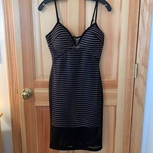 bebe spaghetti strap black dress with blush underskirt. Size small. Worn once.